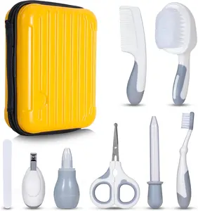 Baby Healthcare and Grooming Kit, Safety Newborn Nursery Care Set, with Hair Brush Comb, Nail Clipper, Nasal Aspirator for Newborn Infant Baby Girls Boys (Yellow)