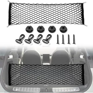 Heavy-Duty Stretchable Cargo Net for Car Trunk, Adjustable Elastic Storage Organizer with Hooks for SUVs, Trucks & Cars (35.4" x 15.8")