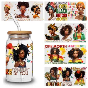 5 Sheets Black History UV  Stickers DIY Water Bottle Glass Home Plastic Self-Adhesive Labels Vinyl Peonies Valentine film    dtf heat Waterproof Transfer transfer sticker Bear Iron-On Wrap Cup Mug