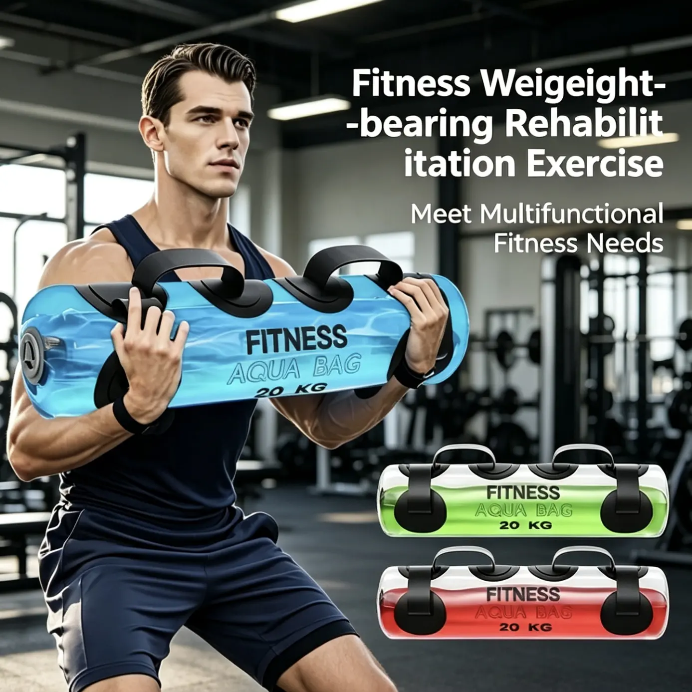Portable Water-Filled Aqua Weight Bag, Heavy-Duty Leakproof Roll-Up Design with Pump, Adjustable 5-35KG Weight, Home & Travel Workout Equipment for Core Training