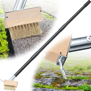 Crack Weeder, 2-in-1 Long Handle Weed Brush & Scraper Tool, Manual Crevice Weeder for Pavers, Driveways, Decks, and Paths.