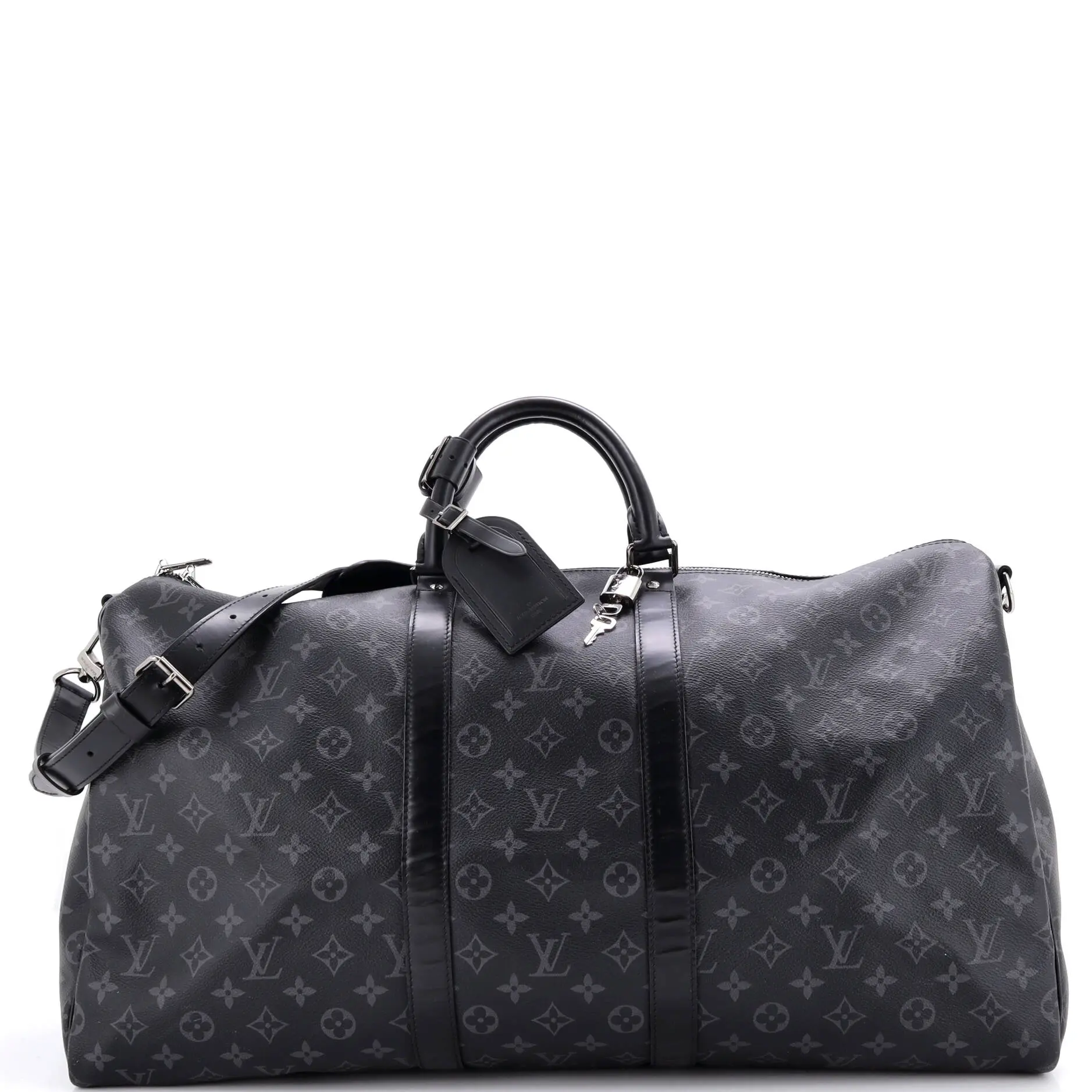 Pre-owned Louis Vuitton Canvas Coated Travel bags Keepall Bandouliere Bag Monogram Eclipse Canvas 55 by Rebag