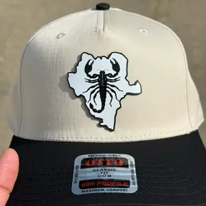 Durango Hat- Black & White Acrylic Patch - Classic 5 Panel Snapback - Adjustable Fit - High Contrast Design