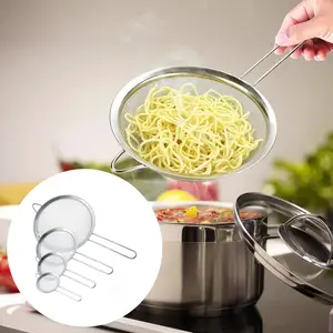 4 Different Sizes, Fine Mesh Stainless Steel Strainers, Dough Strainer, Sauce Separator, Baking Flour Sieve, with Long Handle, for Kitchen Vegetable Drainer, Fry Drain and Rinse, 7.87", 5.51", 3.93" & 3.14" Sizes
