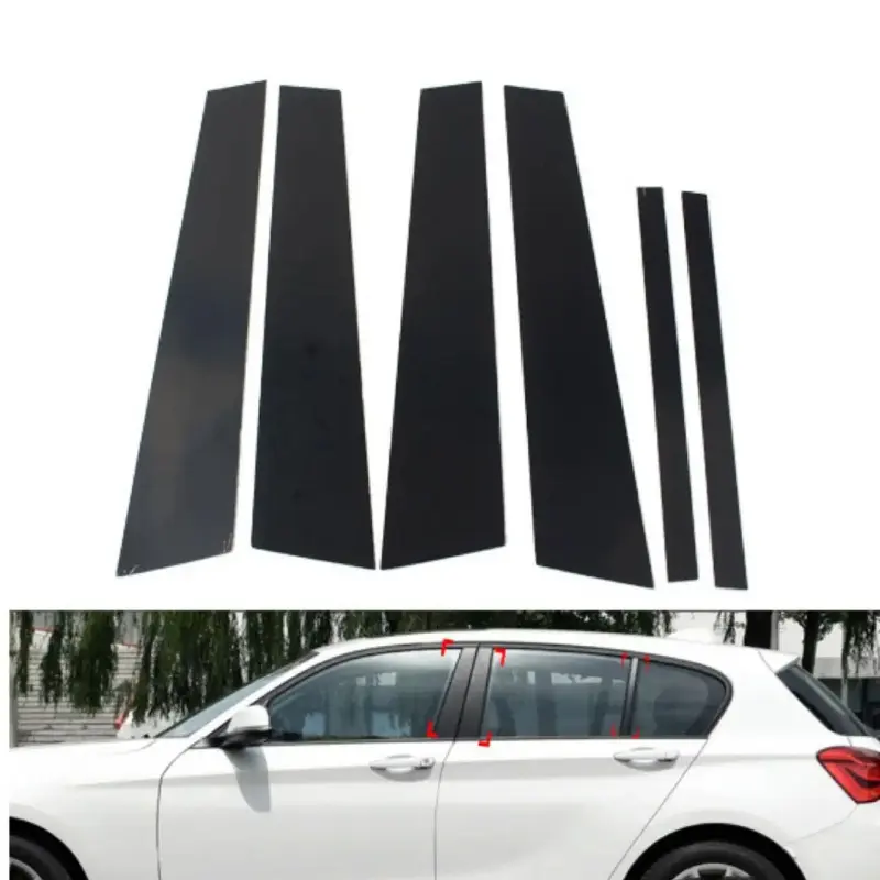 For BMW 1 Series E81 F20 F40 2005-2016, 6PCS Door Trim Pillar Posts Glossy Black Window Decorative Cover