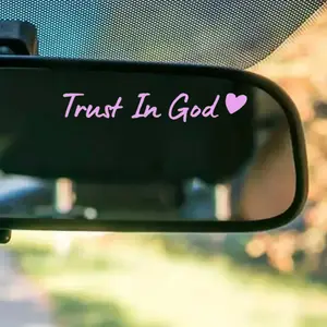 5pcs Trust In God Self-Adhesive Car Rearview Mirror Decals - Letter & Heart Pattern, Universal Car Exterior Decoration Accessories, Complimentary Shipping decals for truck