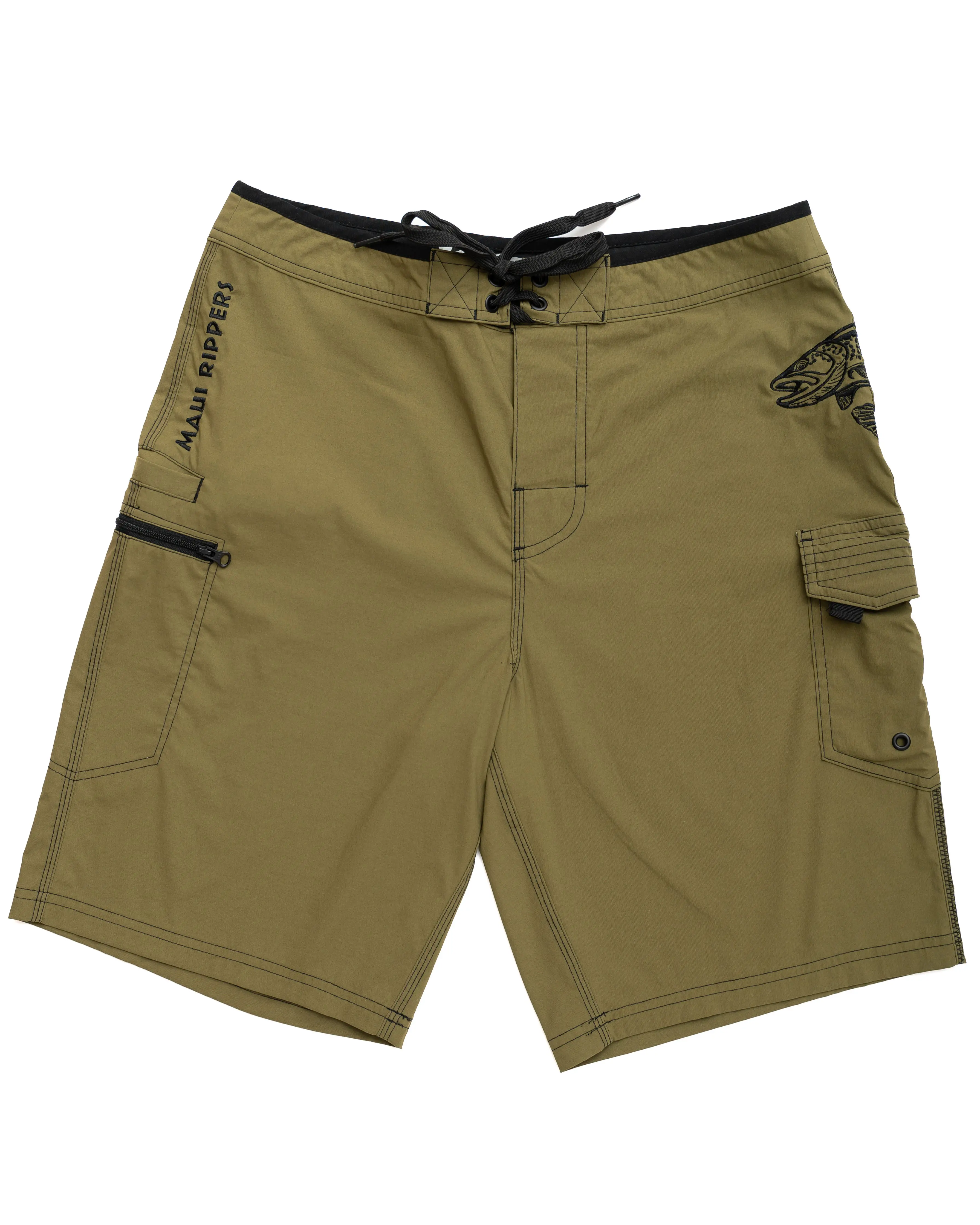 Spotted Sea Trout 21" Olive Fishing Shorts in Premium Nylon Stretch