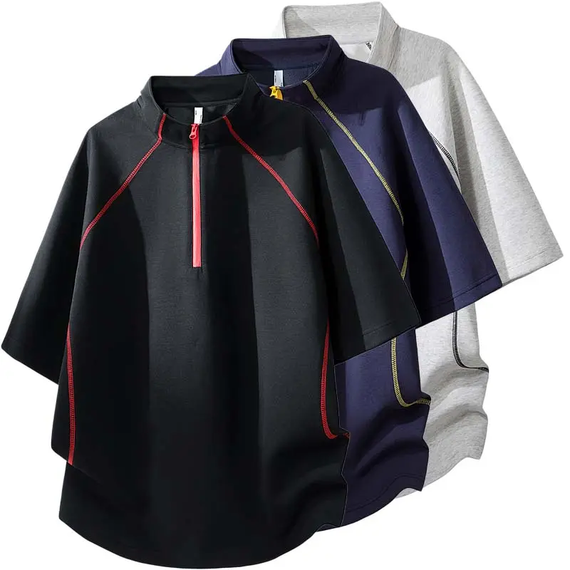 Unisex Summer Cool‑Touch Quick‑Dry Half‑Zip Short Sleeve Top, Loose‑Fit Breathable Activewear Pullover, Casual Workout Shirt for Fitness, Running, Daily Commute & Outdoor Activities # SummerVibes # TechwearStyle