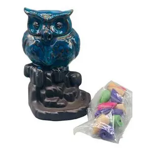 Blue Owl Ceramic Backflow Incense Burner, 5"