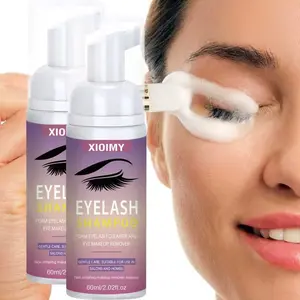 2.02 Fl Oz 2pcs Eyelash Cleansing Mousse, Daily Foam Eyelash Makeup Remover Water, Lotion-Based Eyelash Cleaning Set for All Types