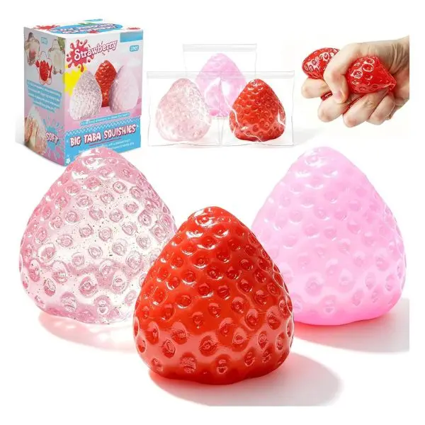 3PCS Jumbo Strawberry Squishy Toys, Slow Rising Kawaii Stress Relief Fidget Toys, Soft Sensory Squeeze Toy, Back to School Gifts, Birthday Gifts ,Party Favors & Valentine's Day Gifts