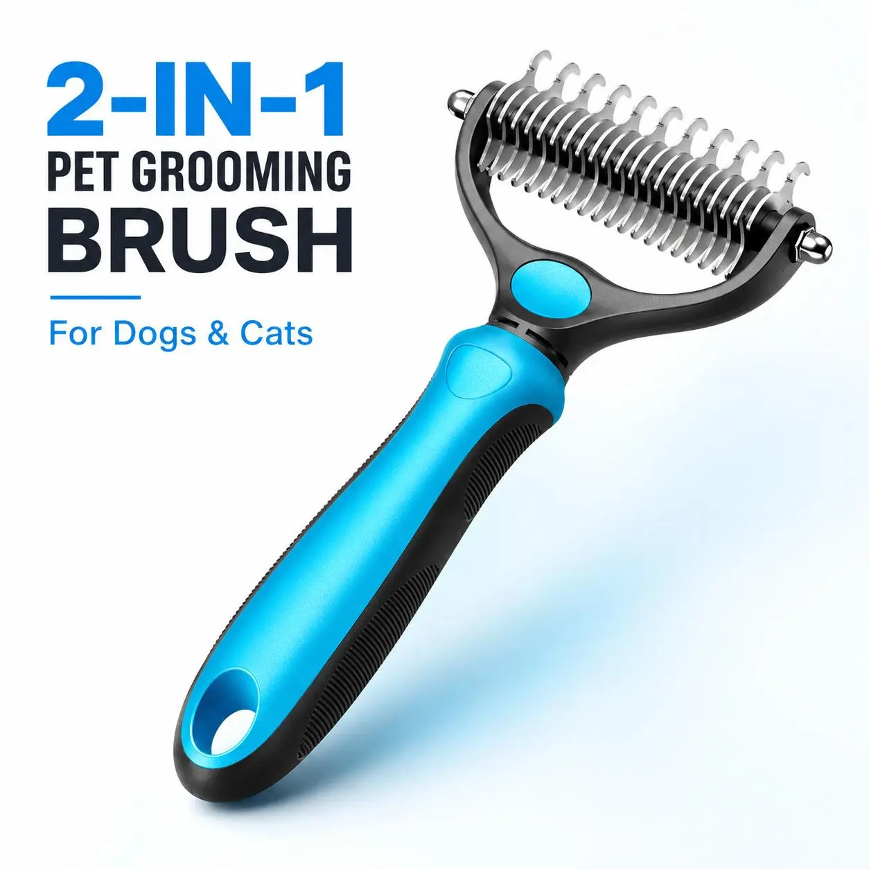 Pet Grooming Brush-Double Sided Hurtless Shedding and Dematting Undercoat Rake Comb for Dogs and Cats, No More Nasty Shedding or Flying Hair edding antish
