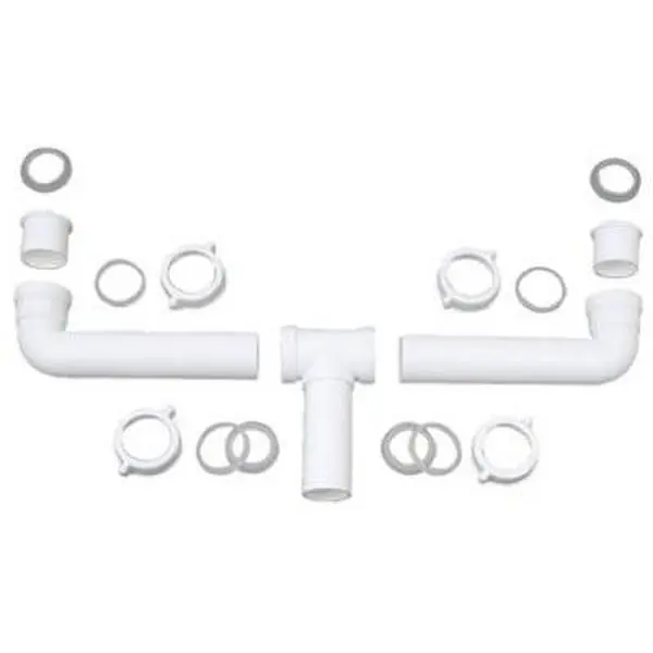 212 MAIN Master Plumber 2-Bowl Center Outlet Plastic Kitchen Sink Drain - Plumb Shop Div Brasscraft 622589 Plumbing Accessory, Ideal for 2-Person Cooking, Large Family Meals, Creating an Inviting Atmosphere