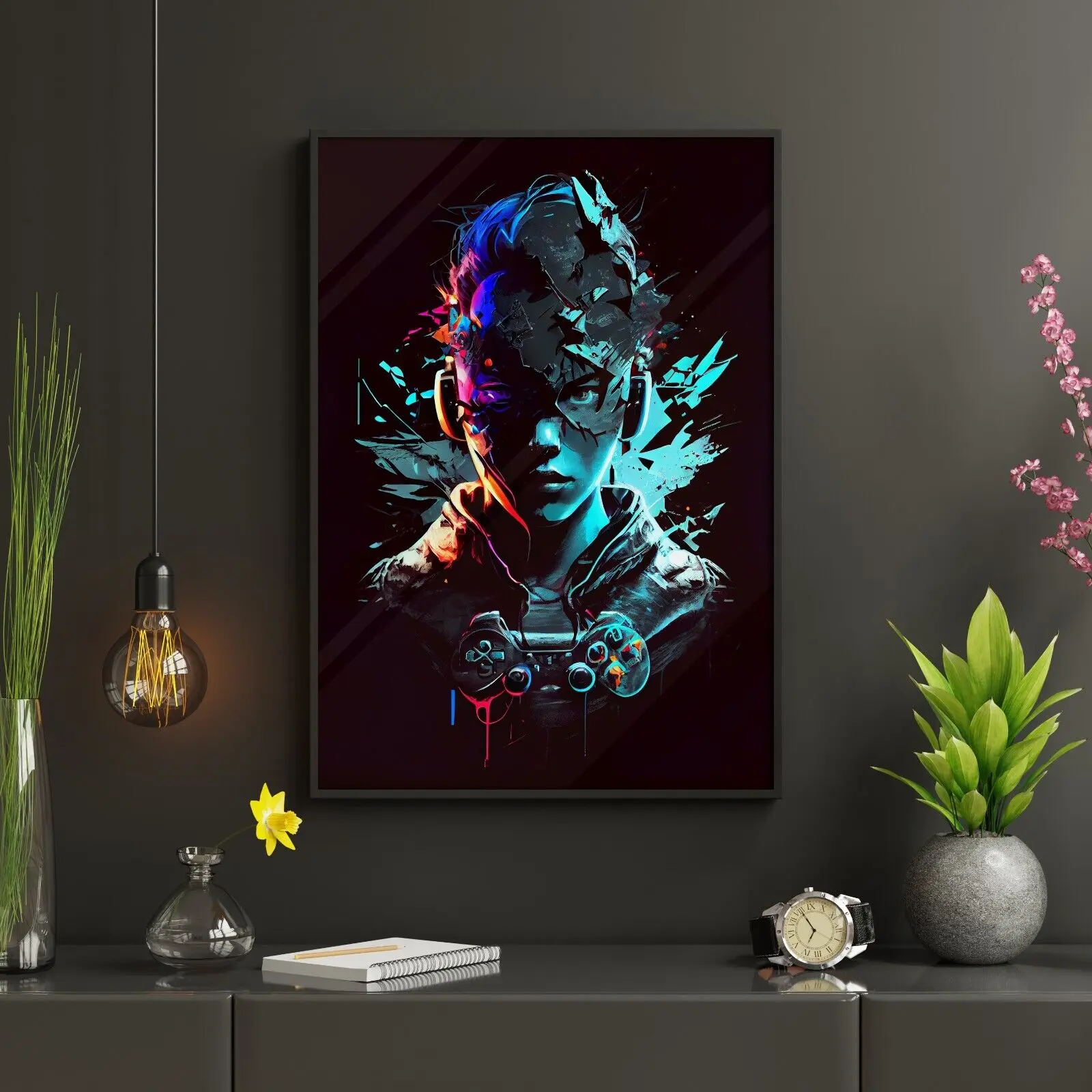 Dopamine Decor 2025-Gaming Prints, Boys Bedroom Decor, Gamer Poster, Games Room Wall Art, Teen Gifts-Unframed Canvas Poster Colorful Ornaments Decoration Photo Artistic