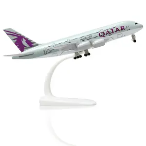 Airbus A380 1/300 Qatar Diecast Metal Airplane Model with Stand Sky Jumbo Airliner Alloy Model Kit for Aviation Enthusiast Gift