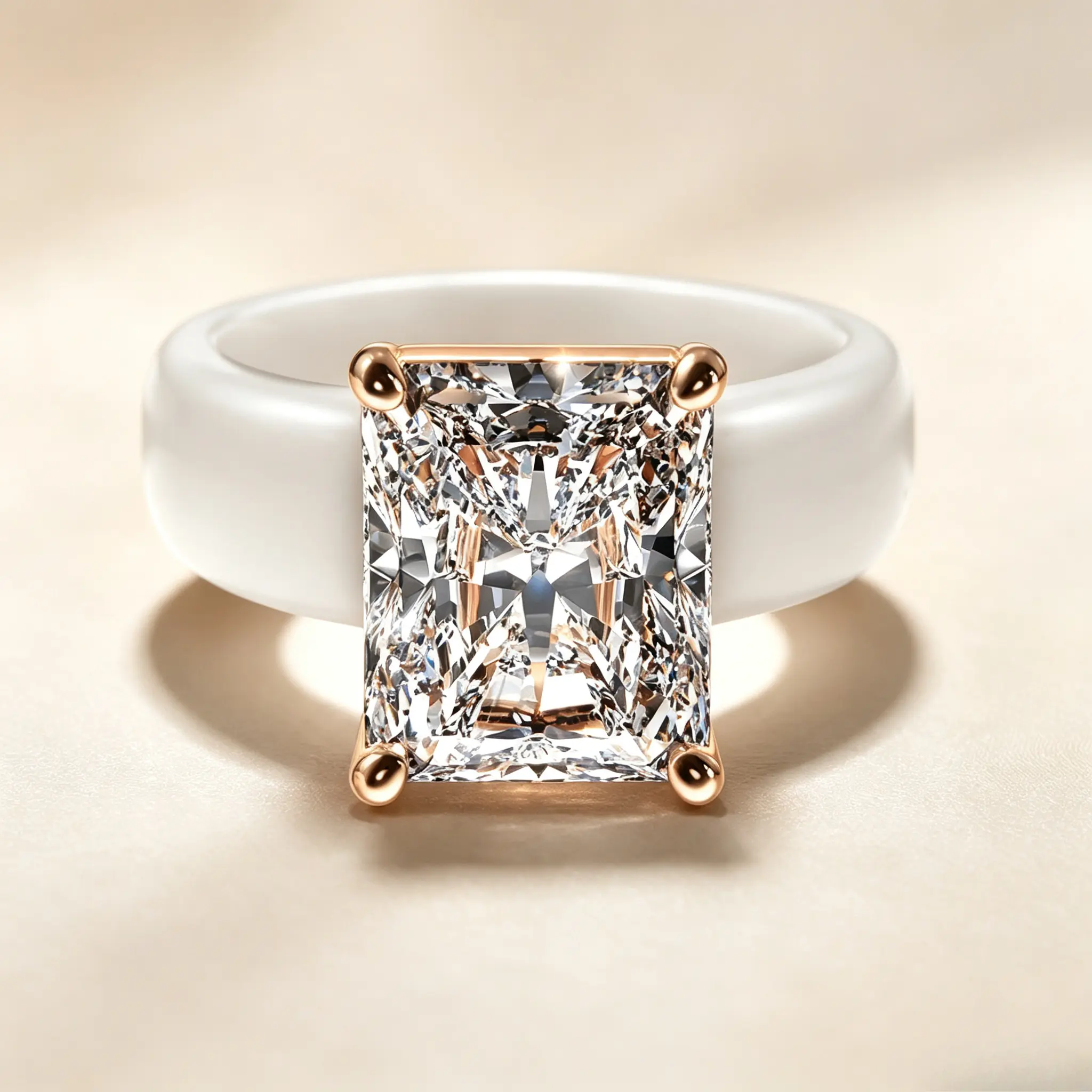 Square CZ Silicone Wedding Ring for Women | Rose Gold Sparkle Sport Band