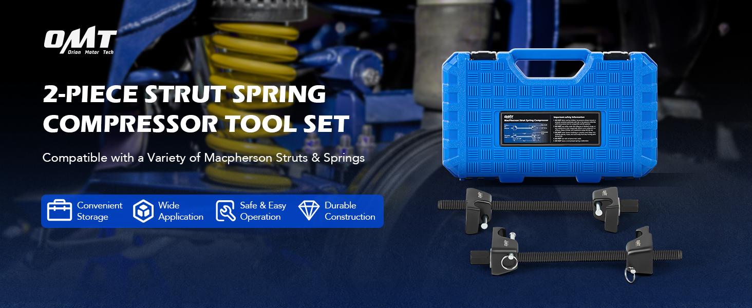 OMT Macpherson Strut Spring Compressor Tool Set with 10.5" Range