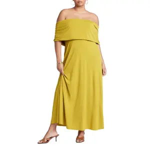 ELOQUII Women's Plus Size Off The Shoulder Maxi Dress