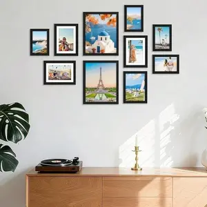 10 Pack Picture Frames Collage Wall Decor, Gallery Wall Frame Set for Wall or Tabletop Display, Multi Sizes with Two 8x10, Four 5x7, and Four 4x6 Photo Frames, Black Room Multi-Picture Frames Set