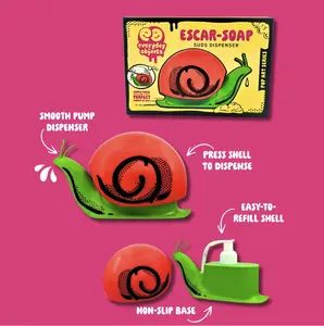 Escar-Soap Snail Soap Dispenser with Rubber Pads Refillable Sink Buddy for Dish or Hand Soap Adorable Charm for Kitchen or Bathroom