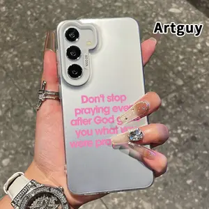 Phone Case Compatible with Samsung Galaxy S23 Ultra S24 Plus S25 S22+ Prayer Persistence Message Pattern Shockproof Drop Protection Durable PC Smartphone Cover Cellphone Protective