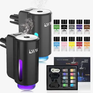 LED Car Air Freshener Diffuser, Smart Car Air Freshener, Car Diffuser Air Freshener with Three Adjustable Modes, Aromatizante Para Carro with 10 pcs Essential Oil, Car Fresheners Long Lasting, Car Fragrance Set