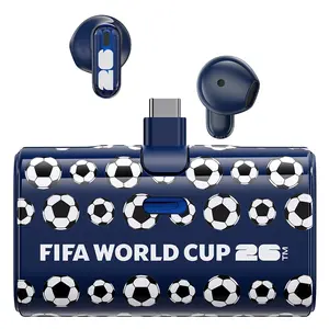 FIFA F26E12 2026 World Cup 2-in-1 Bluetooth Earbuds with Built-in Power Bank, Ultra Mini & Lightweight Wireless Headphones, Premium Stereo Sound, Compact Portable Combo for Soccer Fans, Travel & Daily Use