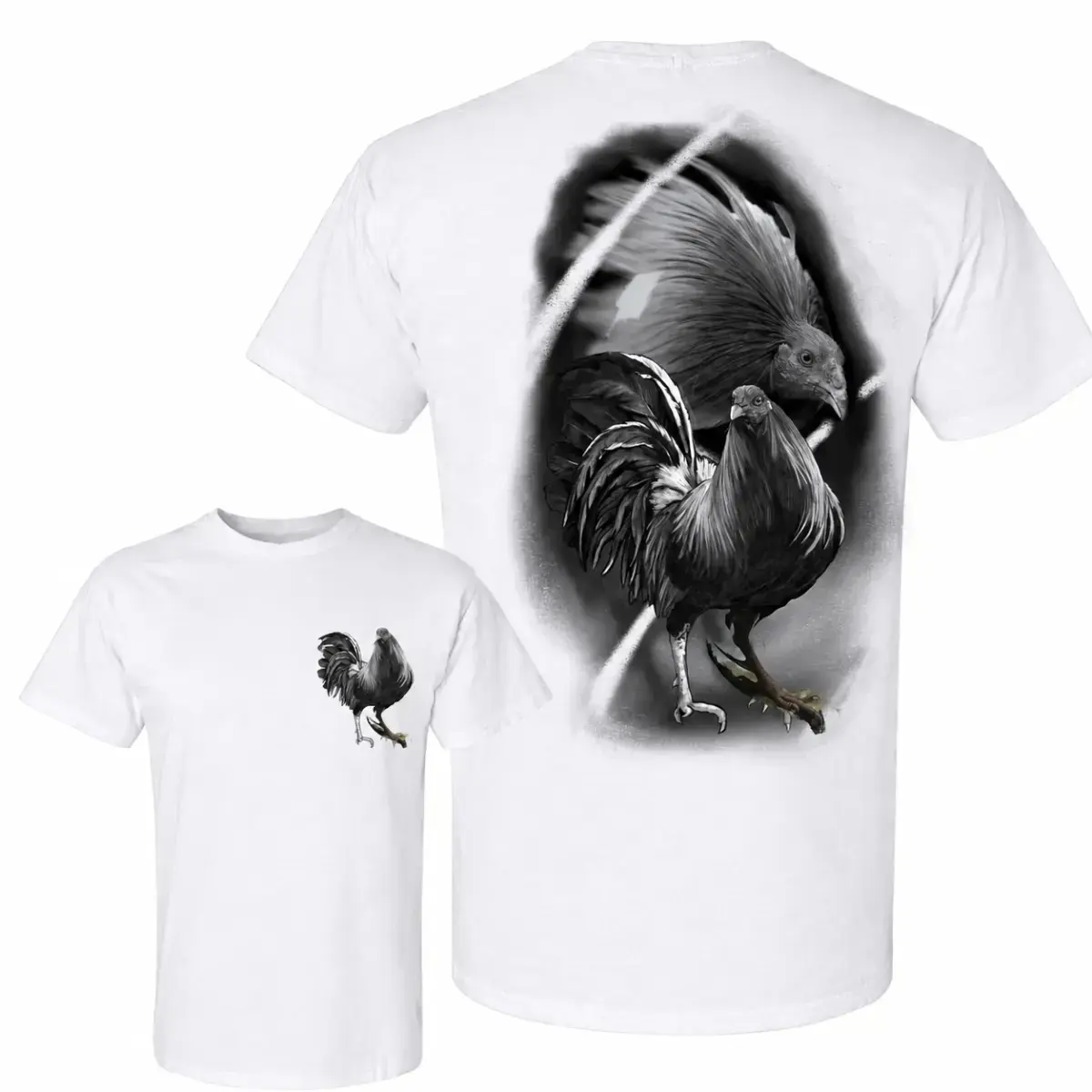 Gamefowl T-Shirt - Fighting Rooster Graphic Tee, Game Farm Chicken Shirt, Black Gamefowl Breeder Apparel, Rooster Lover Gift, Farm Life 100% Cotton T-Shirt