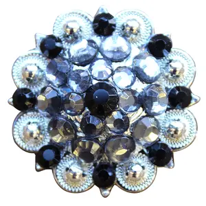 HILASON Western Berry Conchos Glass Rhinestones Bling Tack Cowgirl Black Diamond & Color | Slotted