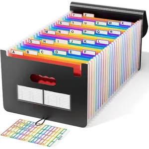 26 Pockets Accordion File Organizer, Expanding File Folders, Portable Monthly Bill & Receipt Organizer with Colorful A-Z Tabs, Desktop Folders for Letter & A4 Paper Document Storage for Home & Office