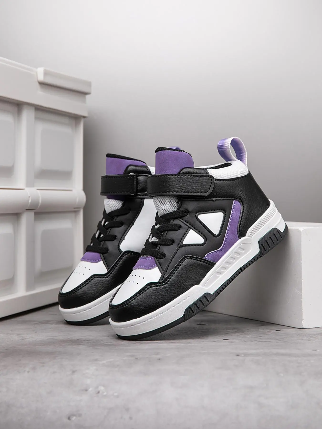 Boys' Casual Patchwork Design Velcro Sneakers, Lightweight Breathable Comfortable Sports Running Shoes for Daily Wear, Perfect for Students and Outdoo