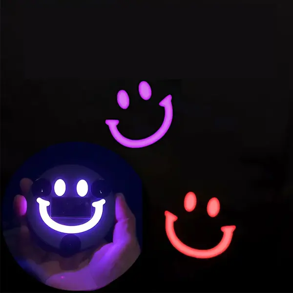 summervibes Wireless Solar-Powered RGB LED Smiley Face Decorative Light - Car Window Interior Neon Atmosphere Light for Automotive Use