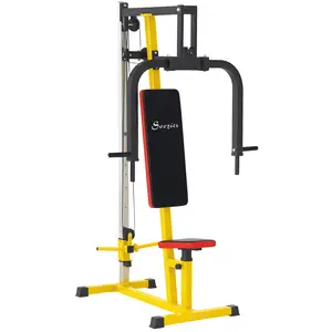 Soozier Chest Fly Machine and Chest Press Station, Delt Machine Home Gym Equipment for Chest, Back, Pectoral, Rear Deltoid and Shoulder Training, Yellow