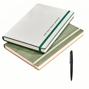 Leather Cover Notebook with Pen, 1 Count Modern Simple Notebook with Rope, Business Meeting Record Diary Book, Office Stationery & Supplies