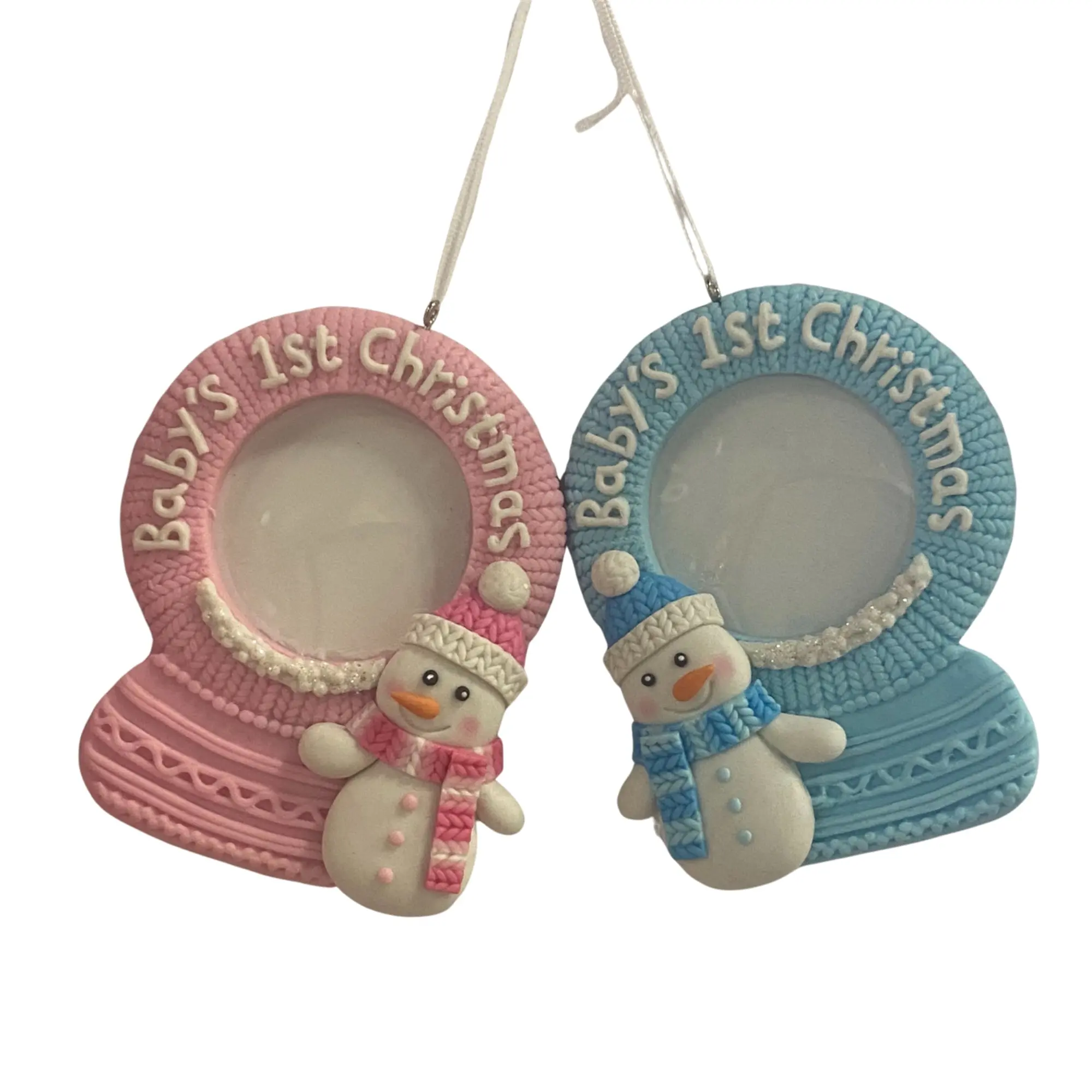 Baby's Frist Christmas Snow Globe Picture Ornament - 4"H x 3"W | YK