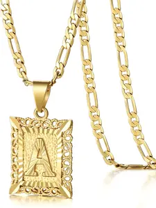 Letter A-Z Pendant Cuban Chain Necklace for Women & Girls, Fashion Jewelry for Party, Daily Clothing Decor, Trendy All-match & Exquisite Jewelry for Birthday Gift
