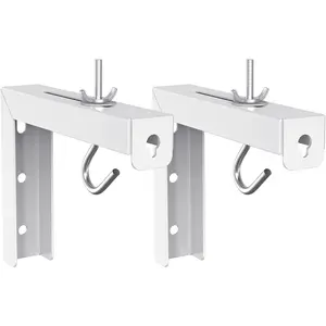 Universal Projector Screen Ceiling Mount, Wall Hanging Mount L-Brackets, 6 inch Adjustable Extension with Hook Kit For Projector Screen, Hold up to 66 lbs (PSM001-W), White