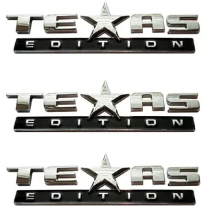 (Set of Three) Texas Edition 3M Stick On Emblem Badge FITS GMC Sierra Chevy Silverado Suburban Tahoe Ford F150 Dodge Ram Nissan Titan Truck