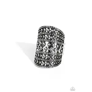 Diamondback Bravado - Silver Stud Ring - Paparazzi