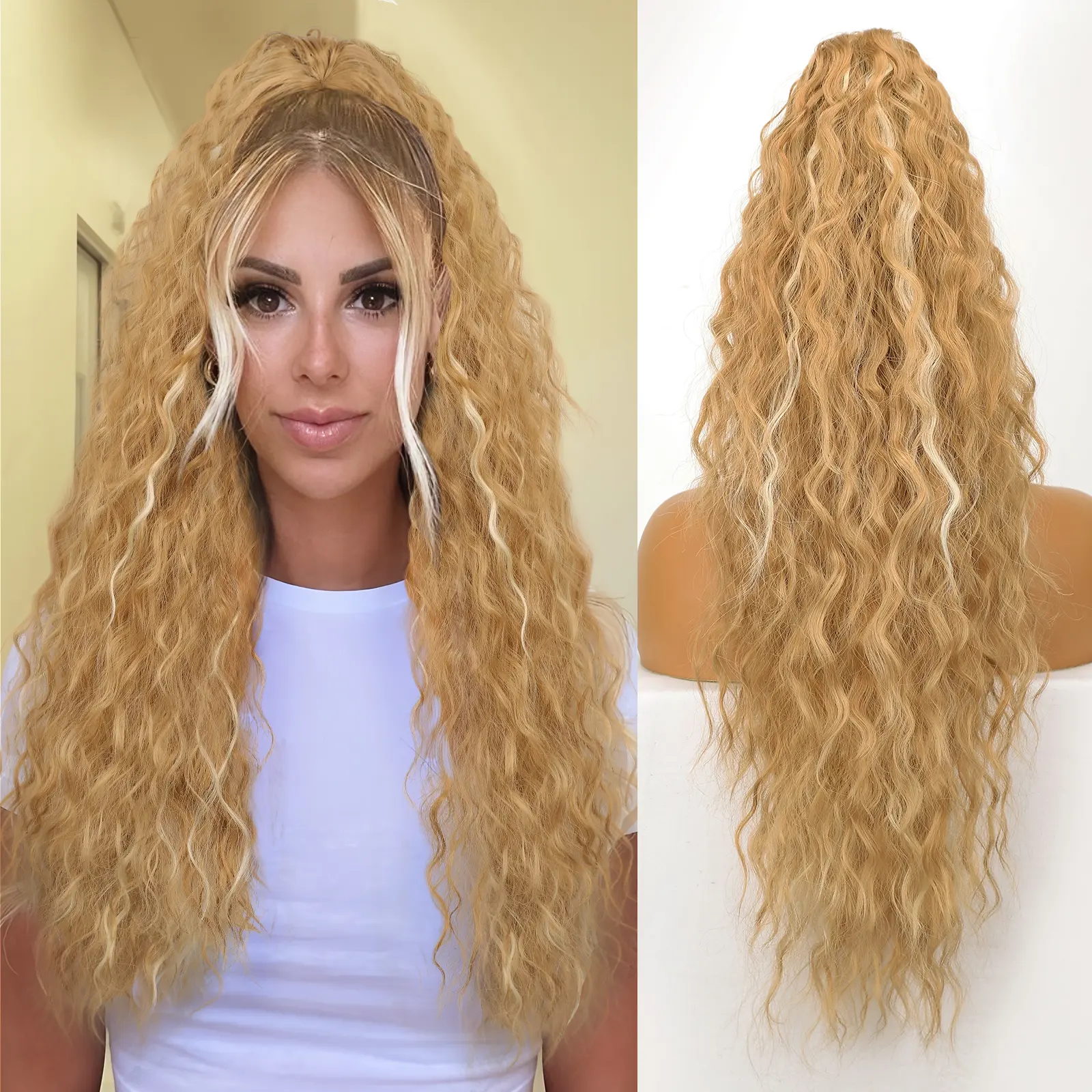 Blonde with Highlights Claw clip Ponytails