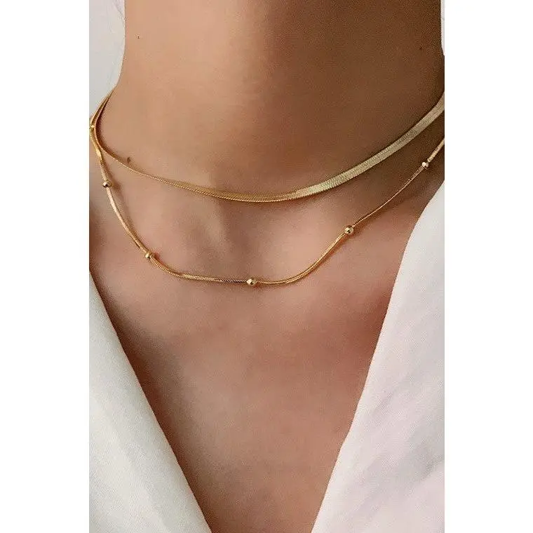 Herringbone + Ball Snake Chain Necklace Herringbone + Ball Snake Chain Necklace