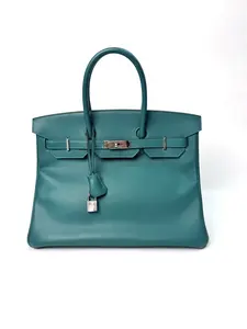 Pre-owned HERMÈS Preowned Birkin 35 Malachite Epsom Cowhide Handbag 35cm Base 2013 Serial N22818748