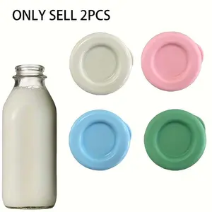2pcs Silicone Replacement Caps, Reusable Milk Bottle Caps, Fits Stanpak and Libby Glass Bottles, Durable and Easy to Clean