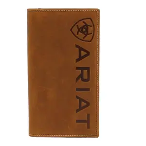 Ariat Men's Rodeo Vertical Logo Medium Brown Wallet Money Clip