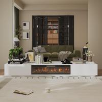 White TV Stand+Fireplace