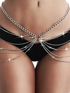 Sparkly Rhinestone Body Chain for Women, Sexy Layered Waist & Thigh Chain, Shiny Body Jewelry for Festivals, Y2K Accessories 2026, Vintage Body Jewelry