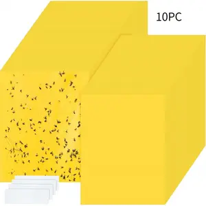 10 Pcs 7.8 x 9.8 Inch Yellow Sticky Traps for Plant Double Sided Sticky Trap with Twist Ties Fly Traps for Fruit Insect Fungus Bugs Indoor Outdoor