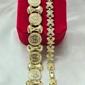 Gold Coin & Zirconias Bracelet Set - Luxurious Jewelry for Men & Women - Perfect Gift for Special Occasions