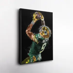 Christian Watson Wall Art ? Green Bay Packers Canvas Print, NFL Football Decor, Framed Poster Gift for Fan Room, Man Cave, or Office ( Unframed - Print Only )