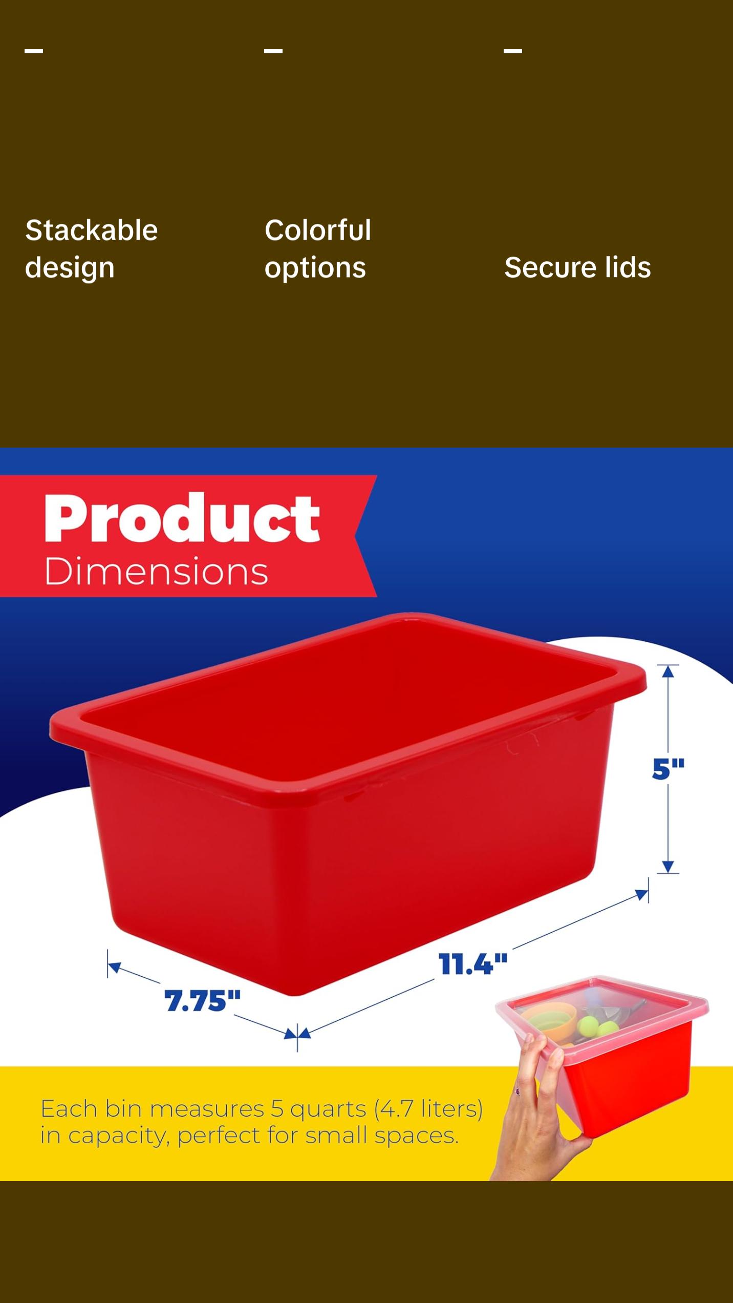 Storage Bins - Stackable Storage Bins, Plastic Storage, Bins Storage Containers, 3 pcs per pack - Cubby Storage Organizers, Classroom Organization